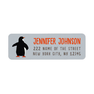Penguin Blue Winter Return Address Label