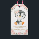 Penguin Blush Floral Baby Shower Birthday Party Gi Gift Tags<br><div class="desc">Matching items available in store.  (c) The Happy Cat Studio</div>