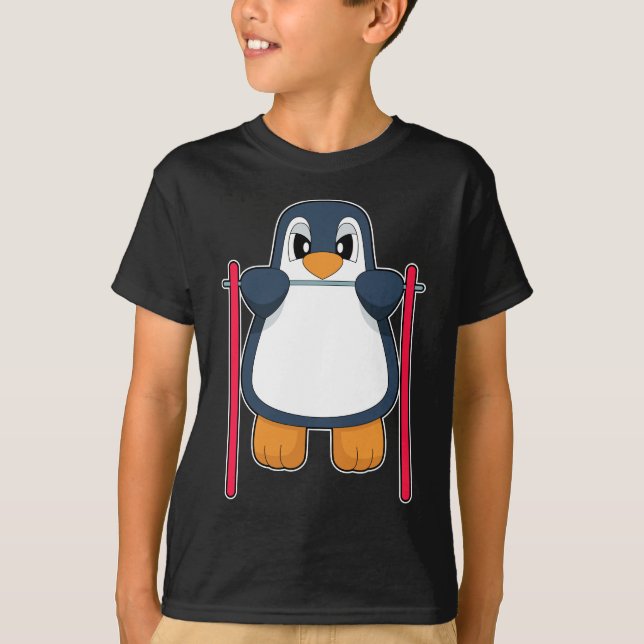 Penguin Bodybuilder Pull ups T-Shirt (Front)