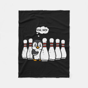 Penguin Bowling Ns Oh No Funny Bowler Player Men W Fleece Blanket