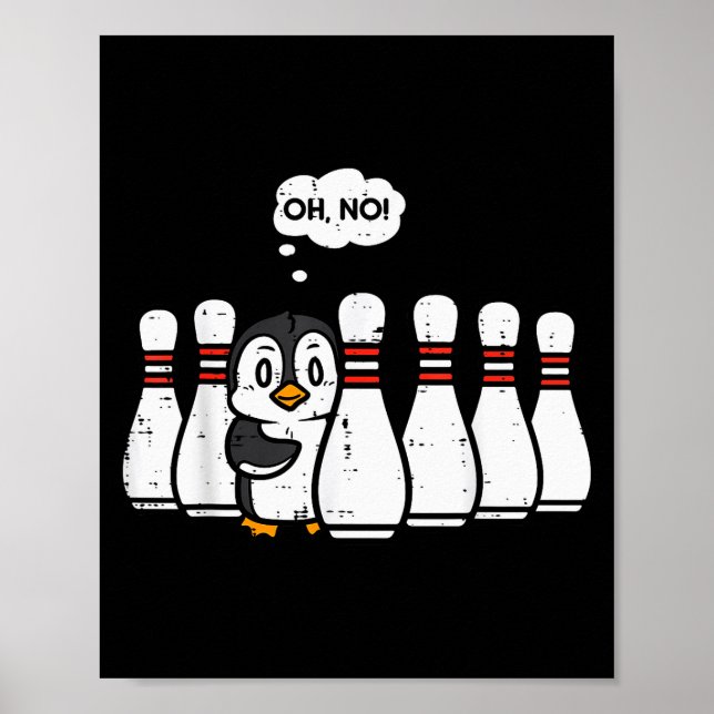 Penguin Bowling Ns Oh No Funny Bowler Player Men W Poster (Front)