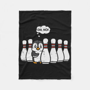 Penguin Bowling Pins Oh No Funny Bowler Player Men Fleece Blanket