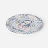 Penguin Boy Baby Shower Paper Plates (Angled)