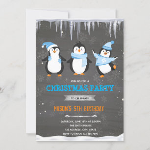 Penguin boy birthday invitation