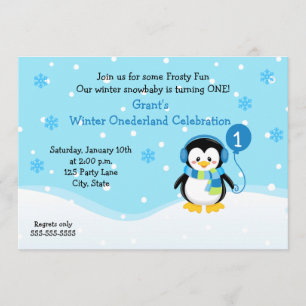 Penguin Boy Birthday Invitation