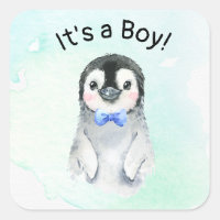 Penguin Boy Winter Baby Shower Sticker