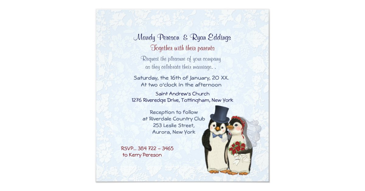Penguin Bride and Groom Wedding Invitation | Zazzle.com
