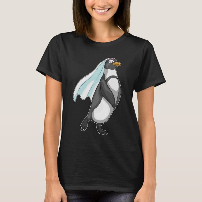 Penguin Bride Veil Wedding T-Shirt (Front)
