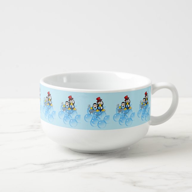 Penguin Bubble Bath Yellow Ducks Soup Mug (Left)
