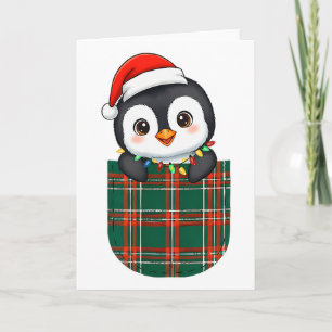 Penguin Buffalo Plaid Green Red White Pocket Chris Card
