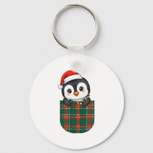 Penguin Buffalo Plaid Green Red White Pocket Chris Keychain
