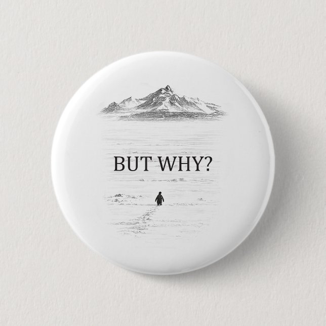 Penguin But Why Mountains Penguin Button (Front)