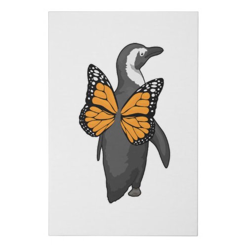 Penguin Butterfly wings Faux Canvas Print