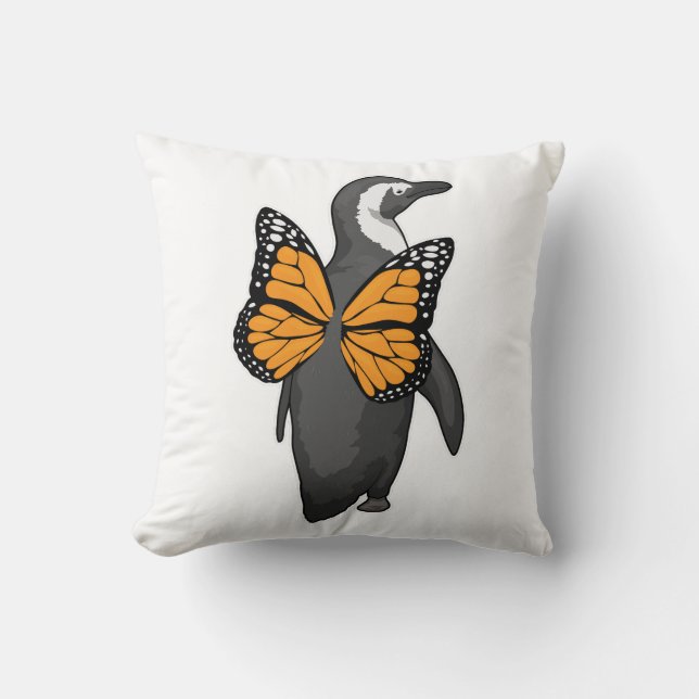 Penguin Butterfly wings Throw Pillow (Front)