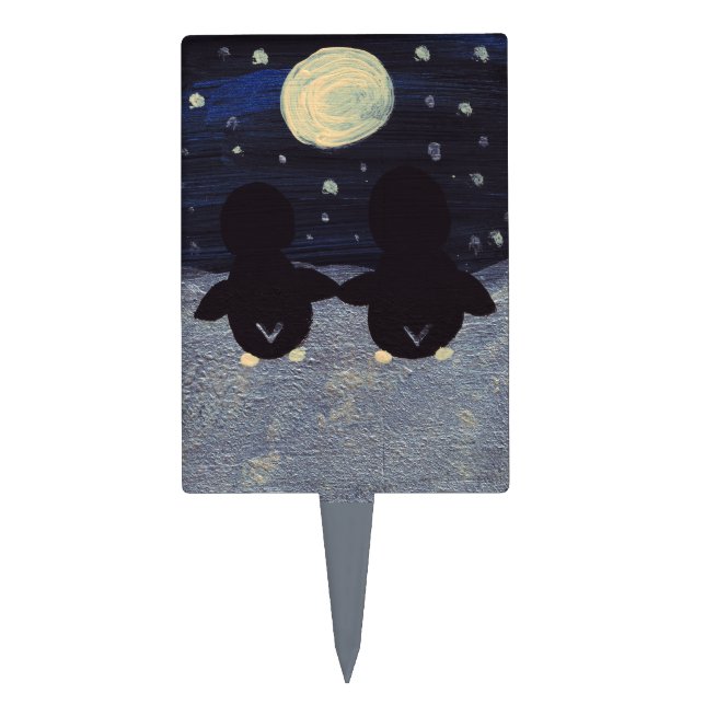 Penguin By Moon Light Cake Topper (Front)