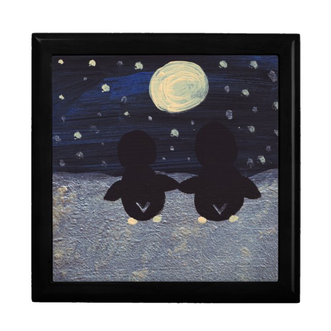 Penguin By Moon Light Jewelry Box (Front)