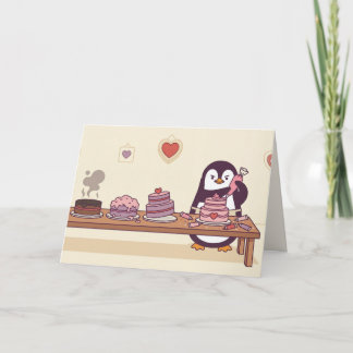 Penguin Cake Decorator Galentine Valentine Card