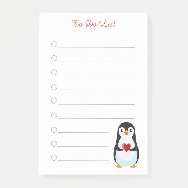 Penguin & calligraphy on white lined notes (Front)