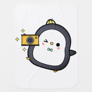 Penguin, Camera, Character Baby Blanket