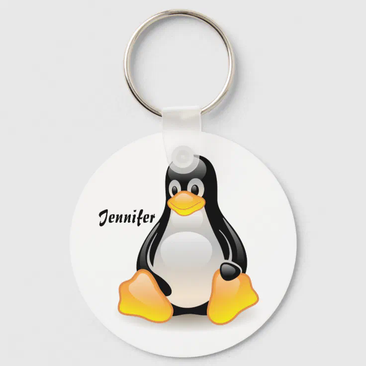 Penguin cartoon personalized custom girls name keychain | Zazzle