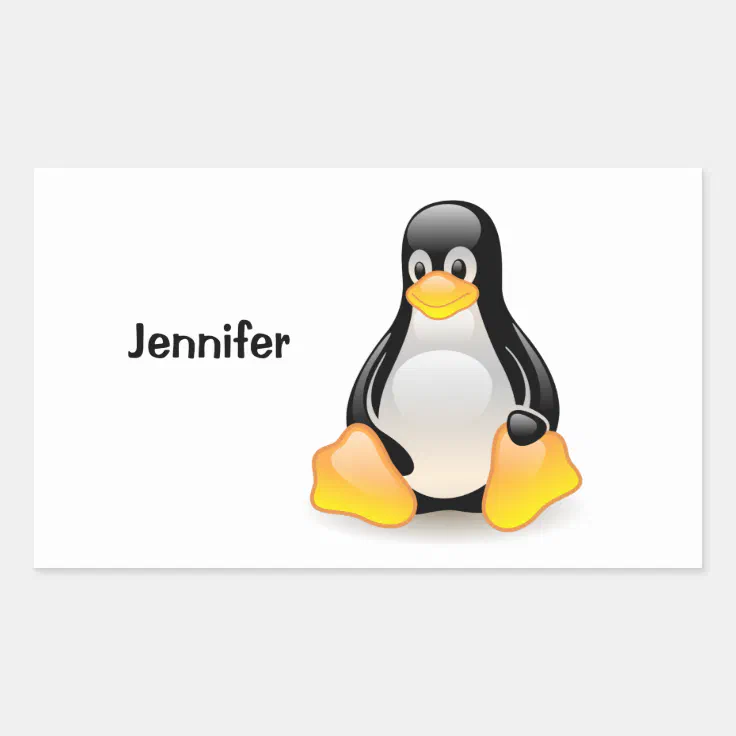 Penguin cartoon personalized custom girls name rectangular sticker | Zazzle