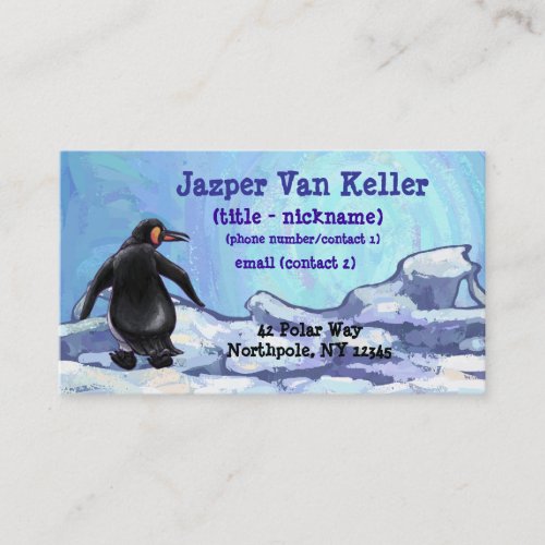 Penguin Character Behind and Front Business Cards