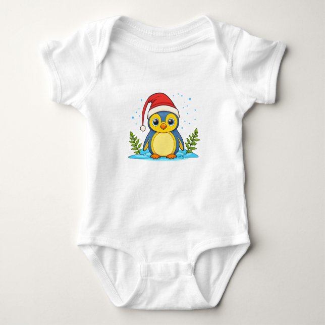 Penguin Cheer Holiday  Baby Bodysuit (Front)