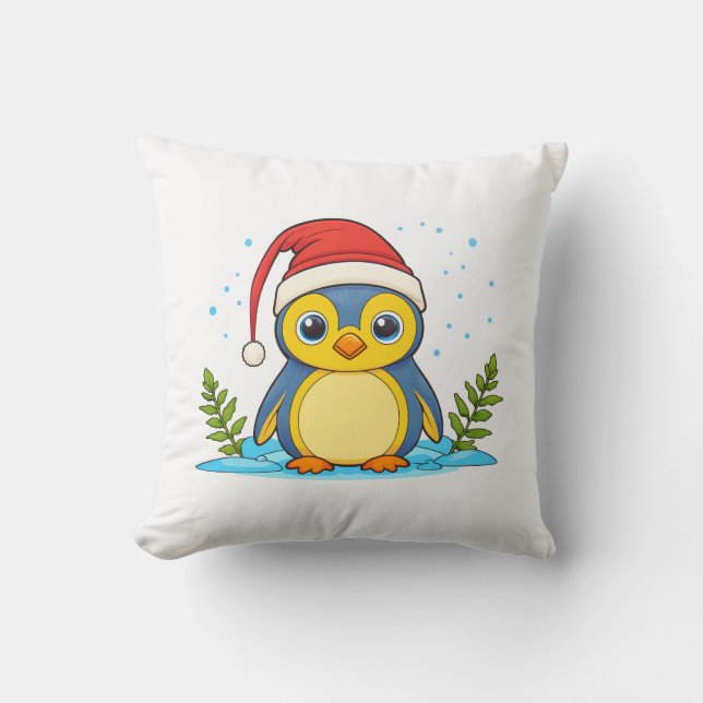 Penguin Cheer Holiday  Throw Pillow (Front)