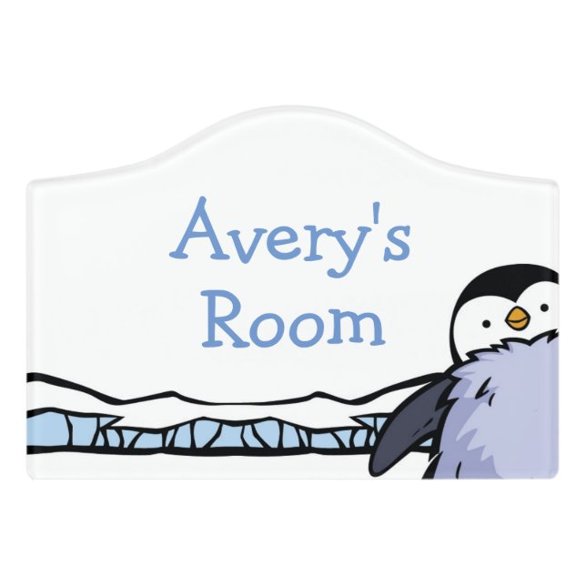 Penguin Chick Trio Kids Door Sign (Small Crest Front)