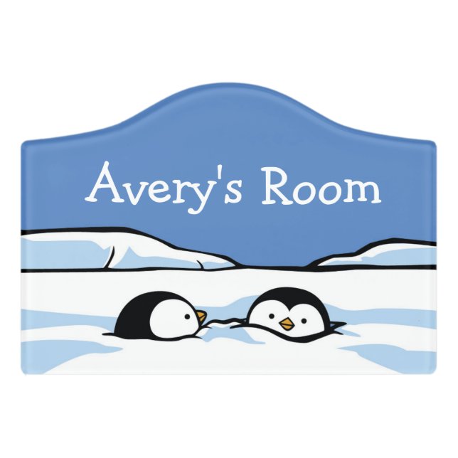 Penguin Chick Trio Kids Door Sign (Small Crest Front)