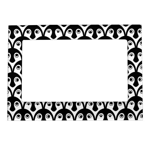 Penguin Chicks Black and White Magnetic Frame (Front)