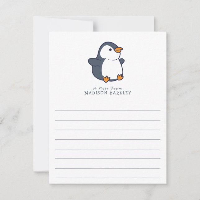 Penguin Children's Adorable Flat Stationary Cards (Front)