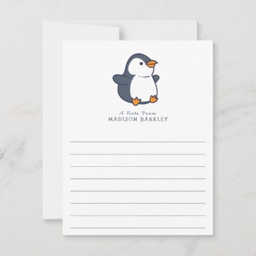 Penguin Childrens Adorable Flat Stationary Cards