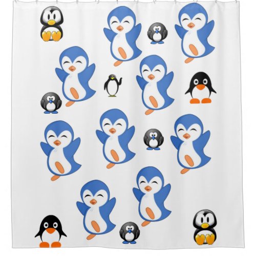 Penguin childrens shower curtain