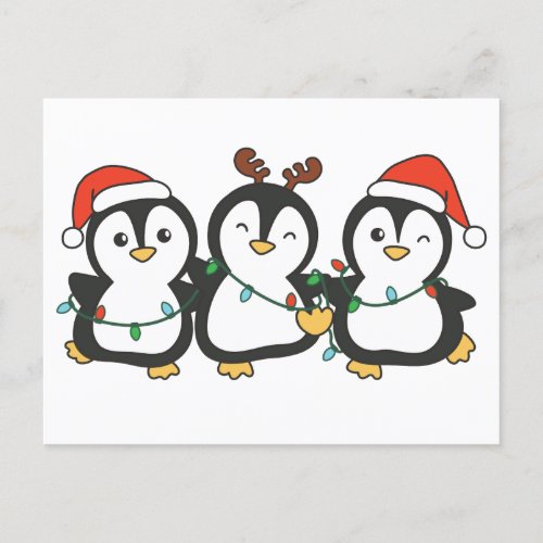 Penguin Christmas Animals Cute Penguins Holiday Postcard