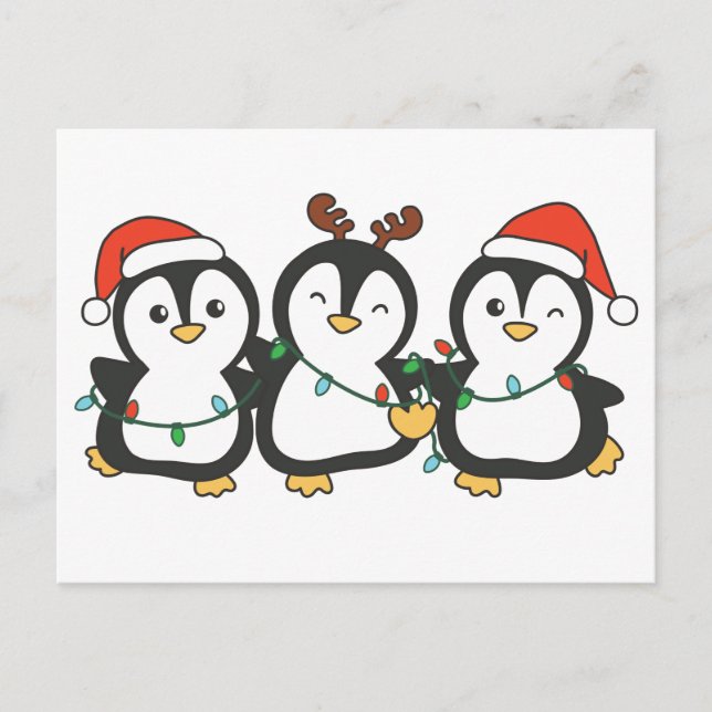 Penguin Christmas Animals Cute Penguins Holiday Postcard (Front)