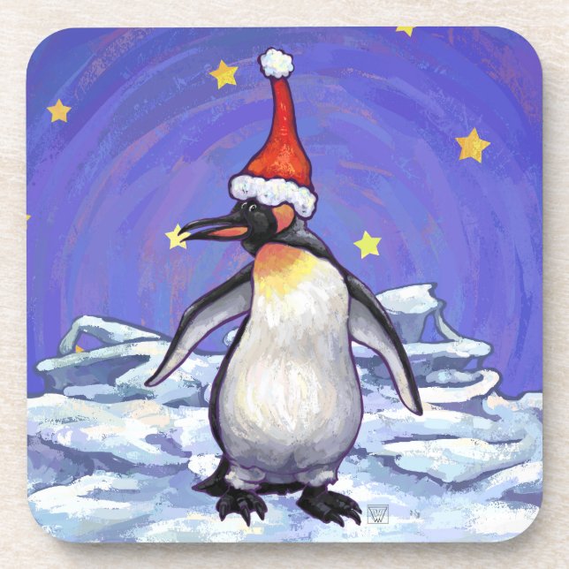 Penguin Christmas Beverage Coaster (Front)