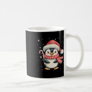 Penguin Christmas Candy Cane Santa Hat Funny Xmas Coffee Mug