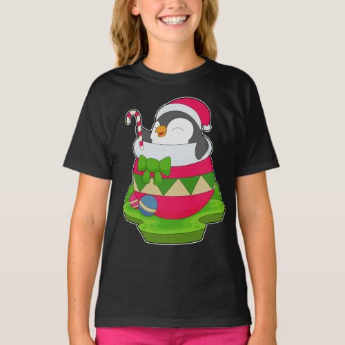 Penguin Christmas Candy cane T_Shirt