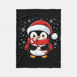 Penguin Christmas Candy Cane Winter Toddler Girl B Fleece Blanket