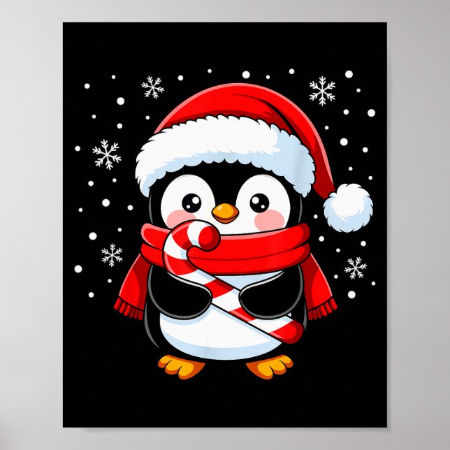 Penguin Christmas Candy Cane Winter Toddler Girl B Poster (Front)