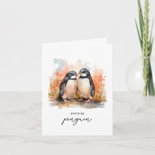 Penguin Christmas Card Husband Wife (Front)