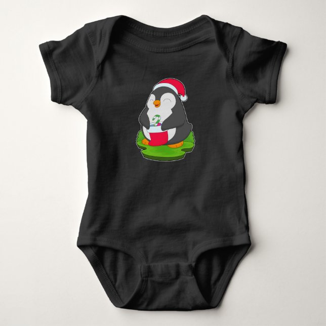 Penguin Christmas Christmas socks Baby Bodysuit (Front)