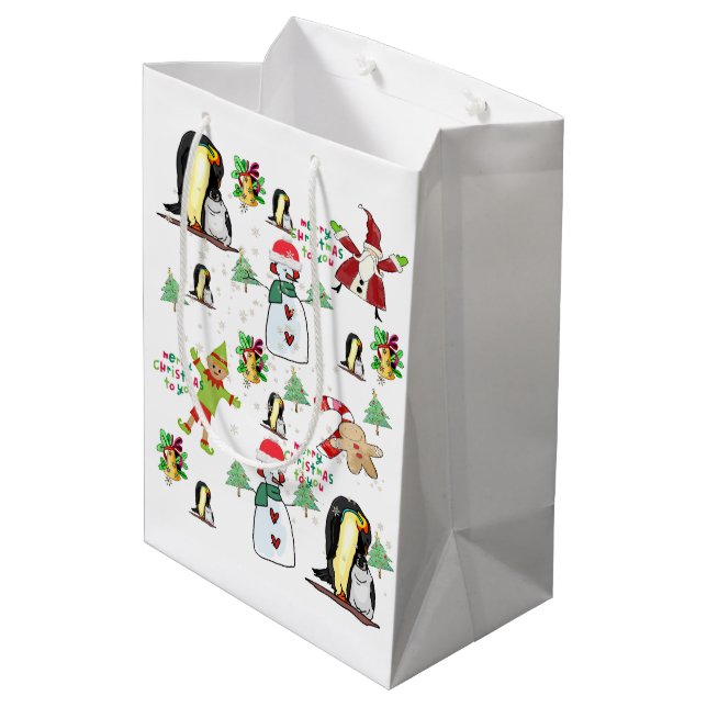 Penguin Christmas Gift Bags (Back Angled)