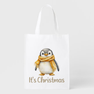 Penguin Christmas Grocery Bag