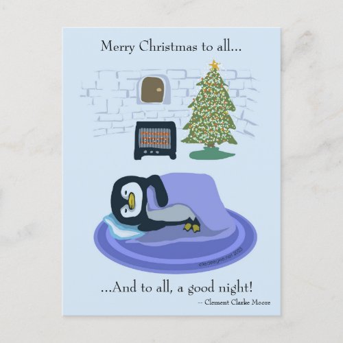 Penguin Christmas Holiday Postcard