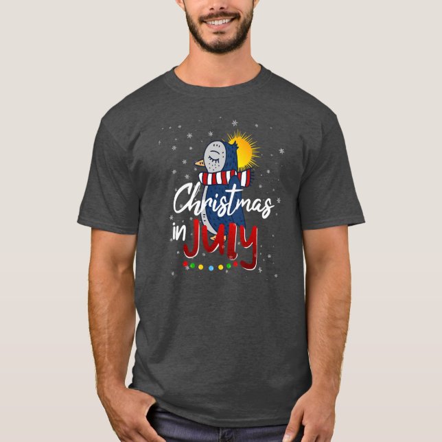 Penguin Christmas In July Penguin Hawaiian Summer T-Shirt (Front)