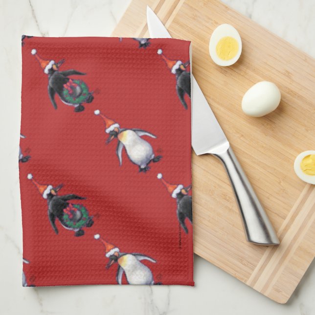 Penguin Christmas Kitchen Towel (Quarter Fold)