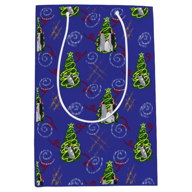Penguin Christmas Medium Gift Bag (Front)