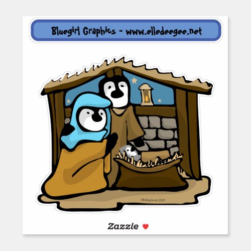 Penguin Christmas Nativity Sticker